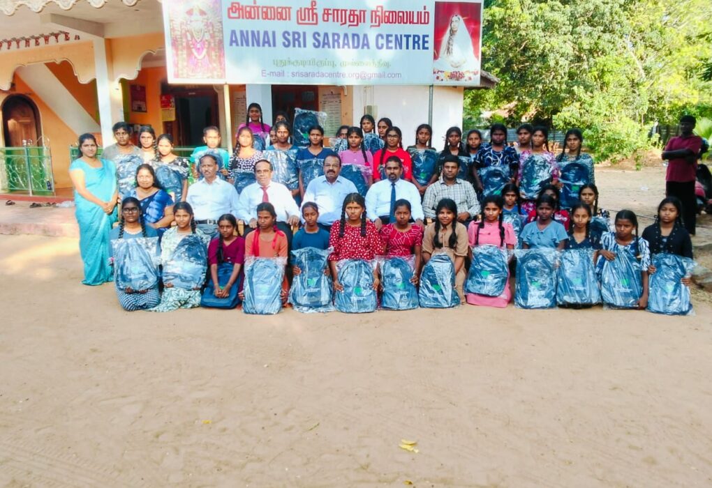 School bags for the students of Annai Sri Sarada Nilayam